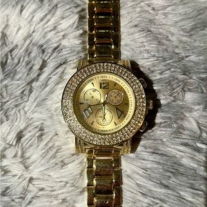 Gold Crystal-Embellished Watch